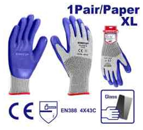 Professional XL Cut-Resistant Gloves Level 5 - HPPE Shell Embossed Latex 13 Gauge Protection Level 4X43C Pressing Technology Poly Bag